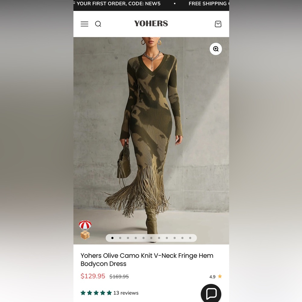 Olive Camo Knit Long Sleeve Dress